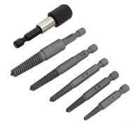 Juego de 6 extractores de pernos rotos de acero al carbono con vástago hexagonal para quitar tornillos pelados y tuercas dañadas en metal o madera, 145 mm de longitud total