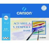 Juego de 6 hojas Canson A4 acuarela y gouache Basik