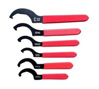 Juego de 6 llaves de gancho en C ajustables de acero al carbono para máquina de grabado, extracción de tuercas de husillo, agarre ergonómico, kit de mantenimiento industrial