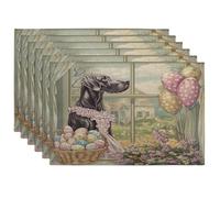 Juego de 6 manteles individuales para primavera, Pascua, gran danés, 12 x 18 pulgadas, diseño de cachorro Victoria Country Puppy 6 piezas suaves para comedor en casa, casa de campo, fiesta, cocina