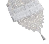 Juego de 6 mesas de encaje para camino con borlas, tapete de tela transparente de poliéster para decoración de comedor, decoración de fiesta de vacaciones, rojo, verde, blanco, 33 x 91 cm cada uno