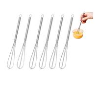 Juego de 6 mini batidores de alambre de acero inoxidable portátiles de acero inoxidable para cocina, batidor de huevos con alambre grueso para cocinar, mezclar, batir y agitar
