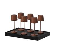 Juego de 6 mini lámparas de mesa táctil inalámbricas de aluminio LED KELLY MINI VINTAGE blanco regulable H22cm con bandeja de carga