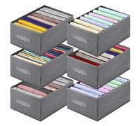 Juego de 6 organizadores para armarios, con 7 compartimentos, apilables, con asa, de 36x26x17 cm