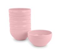 Juego de 6 Piezas de Vajilla Stilo con Acabado Brillante en Plástico Duro Reutilizable e Irrompible para Fiestas y Eventos. Rosa (Bol 13 cm)