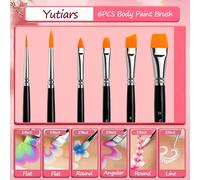 Juego de 6 pinceles para pintar la cara, pinceles de calidad profesional para pintar la cara, acuarela, pintura al óleo acrílica, arte de uñas 6 pcs