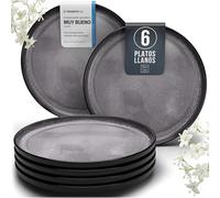 Plato grande de cerámica para 6 personas, estilo Ibiza. Juego de platos mediterráneos de alta calidad, apto para lavavajillas, microondas y resistente a arañazos. Juego de platos elegante