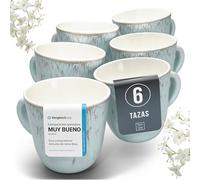Juego de 6 platos grandes Ibiza - Gres premium, resistente a los arañazos, apto para lavavajillas y microondas - Set de platos llanos para comida de Pure Living en Beige-Blue