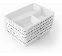 Juego de 6 platos llanos de porcelana, modelo "Menueteller", de 23,5 x 17,8 x 3,7 cm, de 3 partes, color blanco, juego de 6 unidades