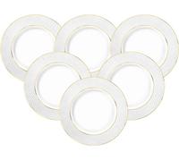 Juego de 6 platos llanos de Wilmax, de 28 cm de diámetro, color blanco con detalles dorados, fabricados en porcelana