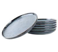Juego de 6 platos para el desayuno, 21 cm de diámetro, de cerámica azul