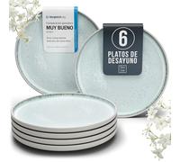 Juego de 6 Platos Pequeños Ibiza en Gres para Desayuno y Postre -Vajillas Completas para 6 Personas con Platos Modernos - Aptos para Lavavajillas y Microondas - Pure Living en beige claro