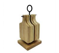 Juego de 6 Posavasos de Madera con Soporte Metálico 15×10 cm XZ-22355