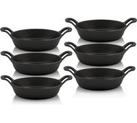 Juego de 6 sartenes de hierro fundido para servir, marca BBQ-Toro, de 20 cm de diámetro, redondas, ideales para cocinar y servir