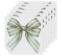 Juego de 6 servilletas cuadradas de tela con lazo a rayas verdes y blancas de color pastel, reutilizables, lavables, de poliéster, para cenas y fiestas
