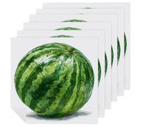 Juego de 6 servilletas cuadradas de tela de sandía con rayas verdes, de poliéster, reutilizables, lavables, para cenas y fiestas