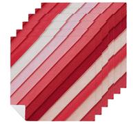 Juego de 6 servilletas de tela de rayas diagonales rojas y rosas, cuadradas, reutilizables, lavables, de poliéster, para cenas y fiestas