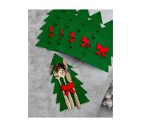 Juego de 6 servilleteros decorativos verdes para árbol de Navidad, decoración de mesa de fieltro, soportes para cubiertos navideños