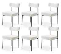 Juego de 6 sillas de comedor con diseño "bouclé", sillas de acento estilo modernista de mediados de siglo, tapizadas, ideales para mesas de comedor. Sillas blancas para mesa de cocina que ahorran espa