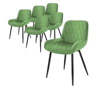 Juego De 6 Sillas De Comedor Con Respaldo Tapizada Verde Ml-design