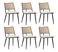 Juego de 6 sillas de comedor de mimbre vienés (poliuretano, estructura | Respaldo de ratán transpirable, cómodo cojín de asiento de poliuretano, estructura de metal resistente de hasta 120 kg