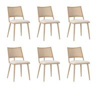 Juego de 6 sillas de comedor de mimbre vienés (poliuretano, estructura | Respaldo de ratán transpirable, cómodo cojín de asiento de poliuretano, estructura de metal resistente de hasta 120 kg