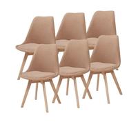 Silla de comedor "Fläten", juego de 6 unidades, silla tapizada en tejido bou olor beige