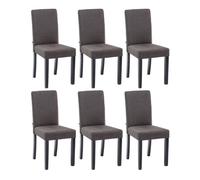 CLP Set De 6 Sillas De Salón Comedor Ina Acolchadas En Tela I Juego de 6 Sillas De Sala con Base De Madera, Color:Gris Oscuro, Color del Marco:Negro