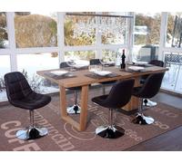Juego de 6 sillas de comedor modelo HWC-A60, silla giratoria, cromo y tapicería de imitación de cuero color marrón