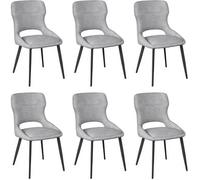 Juego De 6 Sillas De Comedor O Cocina, Con Asiento Acolchado De Chenilla Gruesa, Color Gris.