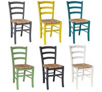 Juego de 6 sillas de madera robustas para restaurante, bar, casa, Venezia de colores