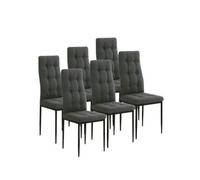 Due-Home Pack de 6 sillas de comedor Zuni tapizadas gris oscuro patas metálicas negras