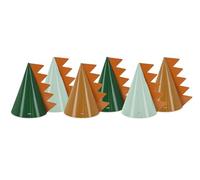 PartyDeco Sombreros de fiesta de dinosaurio – 6 unidades, 16 cm, verde y marrón