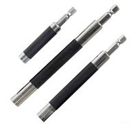 Juego de 6 soportes magnéticos para brocas de tornillo con longitud ajustable y funda de guía autorretráctil para taladro eléctrico de vástago hexagonal y mano para conductores (3 piezas)