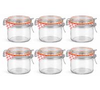 Juego de 6 tarros de 250 ml para conservas, con abrazadera y anillo de goma