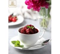Juego de 6 tazas con platillo de 240 ml, color blanco, de porcelana, marca Wilmax