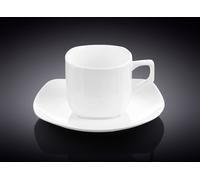 Juego de 6 tazas de 200 ml con platillos, color blanco, fabricadas en porcelana, marca Wilmax