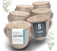 Juego de 6 Tazas de Café Estilo Rústico - Vajilla Completa de Steingut Premium, Apta para Lavavajillas - Set Moderno de Tazas para Té y Café - Pure Living en Color beige