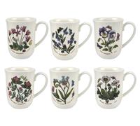 Juego de 6 tazas de porcelana, capacidad de 0,32 litros, con motivos florales