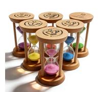 Juego de 6 temporizadores de reloj de arena, relojes de arena de 30 s/1/2/3/5/10 minutos, reloj de arena de madera pequeño para el aula, temporizador y decoración de mesa para niños, cepillarse los