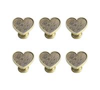 Juego de 6 tiradores de aleación de zinc para cajones, accesorios decorativos para cómodas, mesitas de noche, pomos de armario con forma de corazón, juego de tiradores de cajón, accesorios de tocador