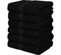 Juego de 6 toallas de baño negras Unyqoos® de 60 x 120 cm – 100% algodón hilado en anillo, suaves, absorbentes, de secado rápido y con lazadas para colgar