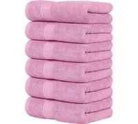 Juego de 6 toallas Unyqoos® – suaves y absorbentes, 41 x 71 cm, 100% algodón peinado hilado en anillo, color rosa