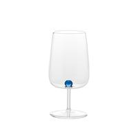 Juego de 6 vasos Bilia de vidrio borosilicato hechos a mano con esfera azul, elegantes y resistentes para una mesa de diseño refinado y original. - ZAFFERANO