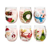 Juego de 6 vasos de de Navidad, vasos sin tallo en relieve 3D | Ideal para cenas de Navidad, fiestas y decoración de carrito de bar. Gran regalo para amigos y coleccionistas de cristalería.
