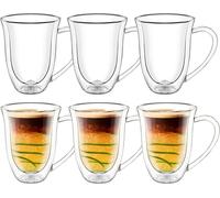 Juego de 6 vasos de doble pared, capacidad de 300 ml, transparentes, marca Wilmax