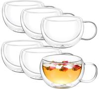 Juego de 6 vasos de vidrio de doble pared, capacidad de 250 ml, transparentes, marca Wilmax