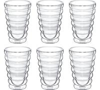 Juego de 6 vasos térmicos de doble pared, capacidad de 350 ml, transparentes, marca Wilmax