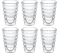 Juego de 6 vasos térmicos de doble pared, capacidad de 400 ml, color transparente. (Marca: Wilmax)