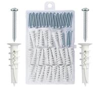 Juego de 60 tacos aislantes con tornillos, 40 mm, tacos para placas de yeso, tacos de yeso para aislamiento de fachadas, placas de yeso, juego de 30 tacos para placas de yeso + 30 tornillos de cabeza
